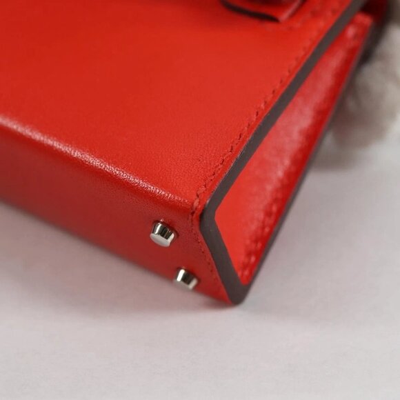 HERMES Micro Kelly Bag Charm Leather Orange Auth 141175SM - Picture 3 of 16